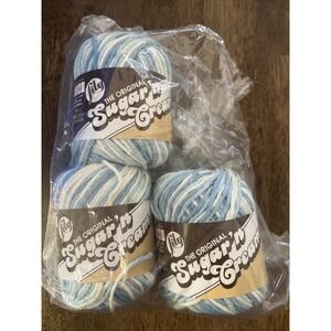 Lily Sugar' N Cream Yarn Lot Of  3 Color 00133 Shaded Denim Brand New